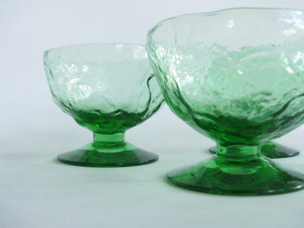 edgebrookhouse - Vintage Morgantown Seneca Driftwood Light Green Footed Crinkle Glasses - Set of 6