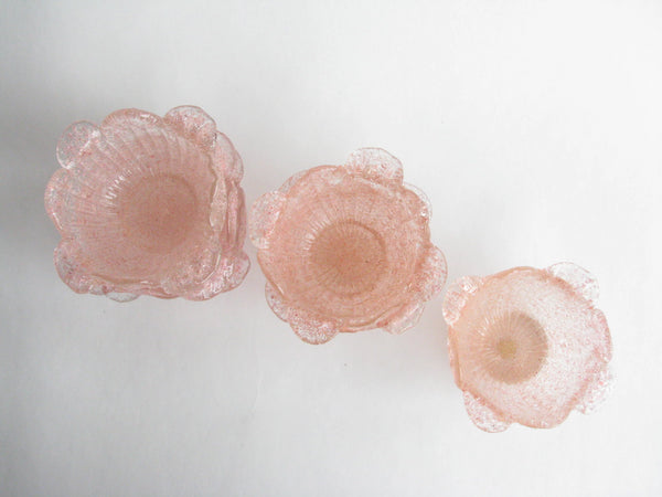 edgebrookhouse - Vintage Pink Fratelli Toso Murano Textured Glass Bowls - Set of 6