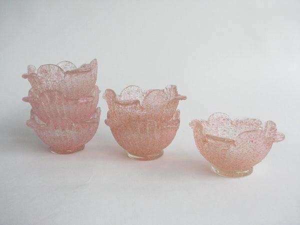 edgebrookhouse - Vintage Pink Fratelli Toso Murano Textured Glass Bowls - Set of 6