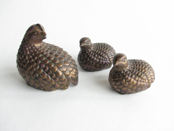 edgebrookhouse - Vintage Small Gold Ceramic Partridges - Set of 3