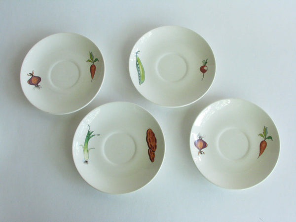 edgebrookhouse - Vintage Societa Ceramica Italiano Laveno Soup Cups and Saucers with Vegetable Motif - 12 Piece Set