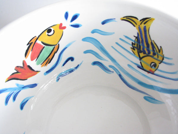 edgebrookhouse - Vintage Strata Group Les Tropiques Hand-Painted Ceramic Serving Bowl with Fish Design