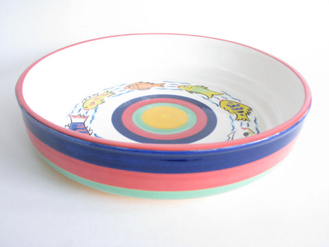 edgebrookhouse - Vintage Strata Group Les Tropiques Hand-Painted Ceramic Serving / Pasta Bowl with Fish Design
