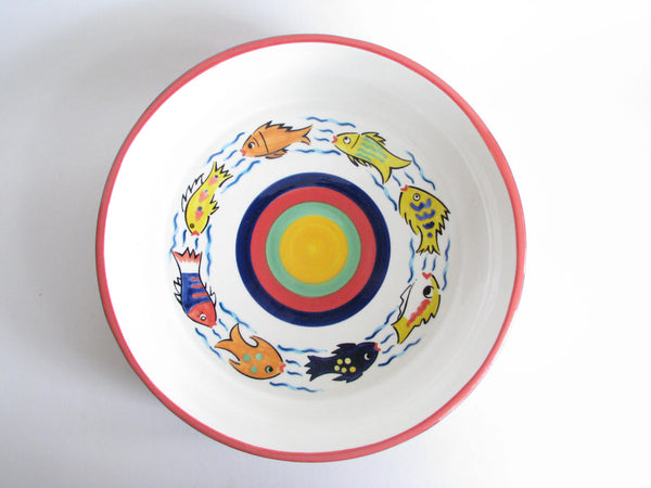 edgebrookhouse - Vintage Strata Group Les Tropiques Hand-Painted Ceramic Serving / Pasta Bowl with Fish Design