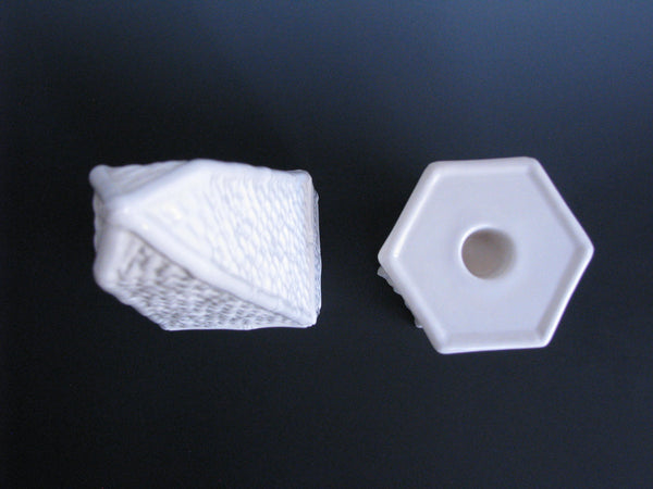 edgebrookhouse - Vintage White Ceramic Obelisk and Candle Holder by Mancer for Raymor Made in Italy - 2 Pieces