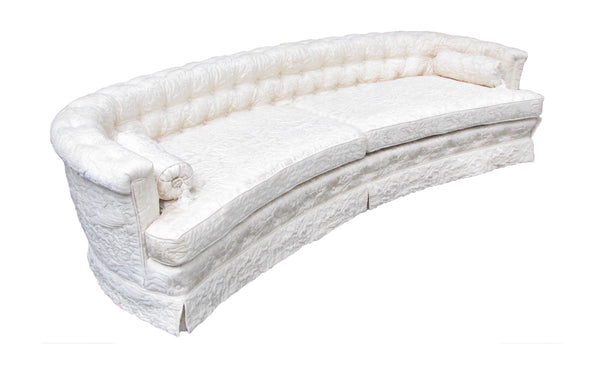 edgebrookhouse - Vintage Hollywood Regency Curved Sofa with Quilted and Tufted Fabric