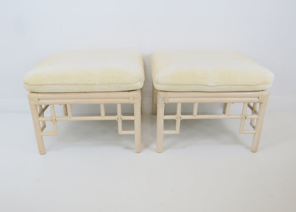 edgebrookhouse - Vintage Ficks Reed Faux Bamboo Ottomans - a Pair