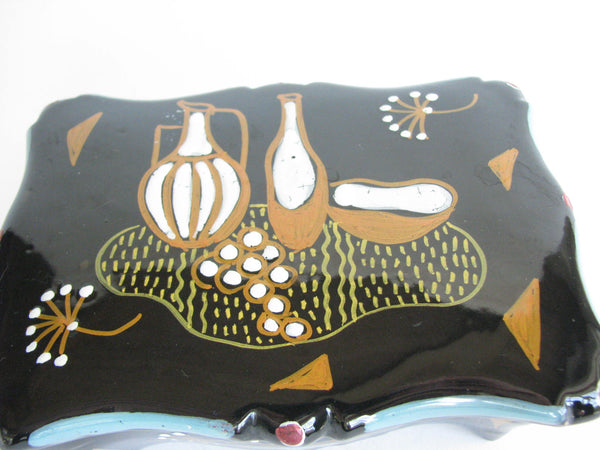 edgebrookhouse - Vintage Hand-Painted Italian Ceramic Lidded Trinket Box Imported by Ardalt