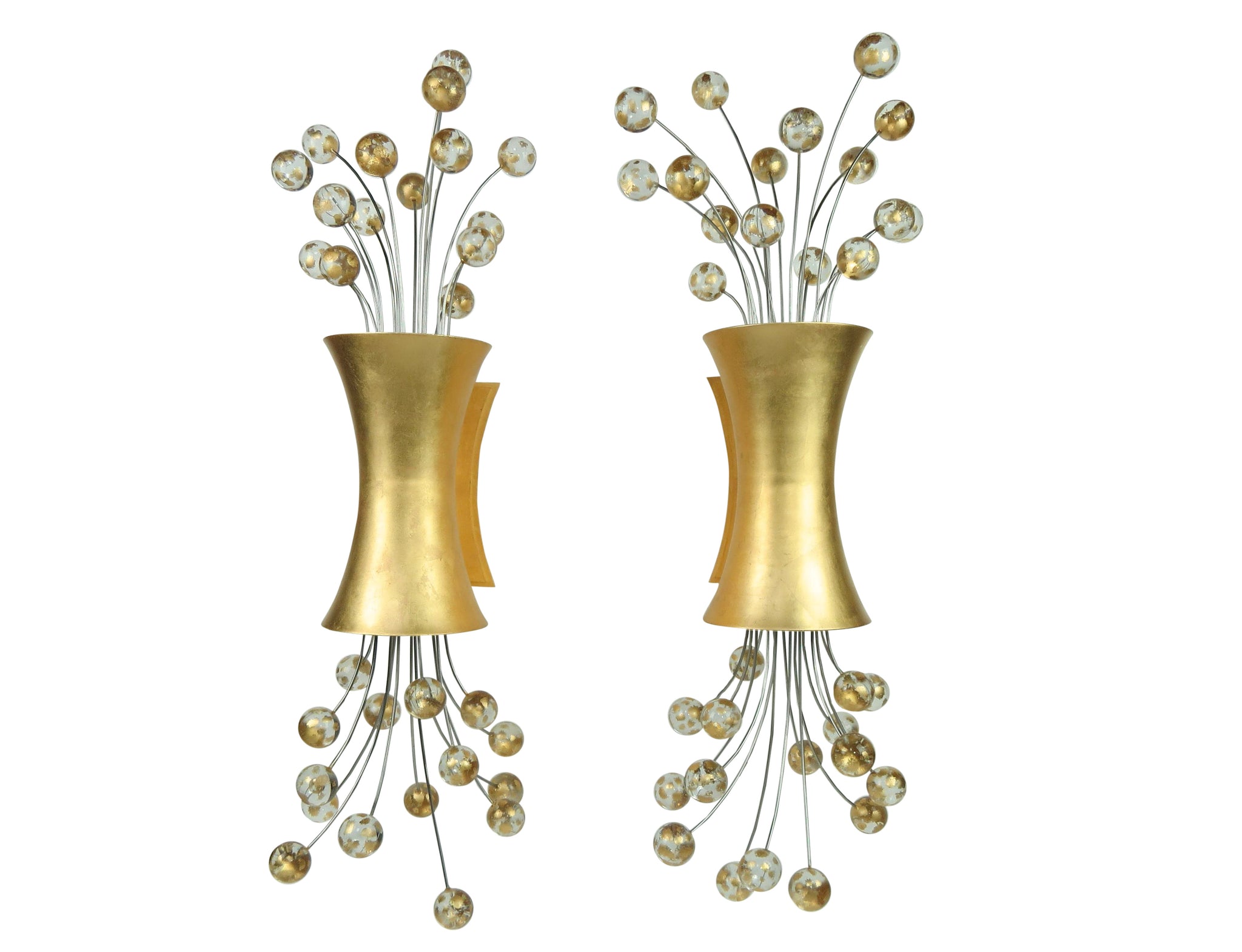 edgebrookhouse - Hollywood Regency 24k Gold Leaf "Pop" Sconces Designed by Fisher Weisman for Boyd Lighting - a Pair