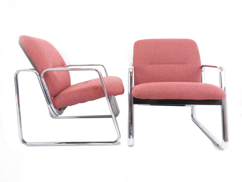 edgebrookhouse - Vintage 1980s Steelcase Chrome Lounge Chairs - a Pair