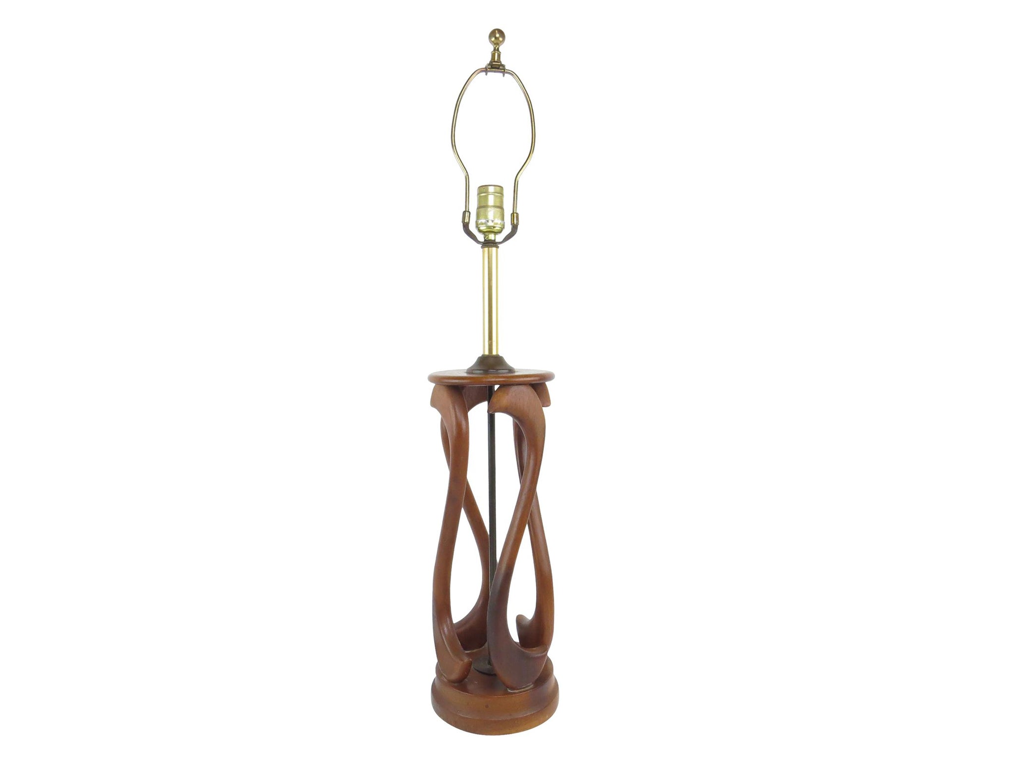 edgebrookhouse - Vintage Mid-Century Modern Walnut and Brass Table Lamp in the Style of Adrian Pearsall