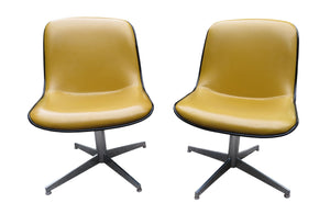 edgebrookhouse - Vintage Steelcase Swivel Bucket Chairs on Chrome and Steel Base - a Pair